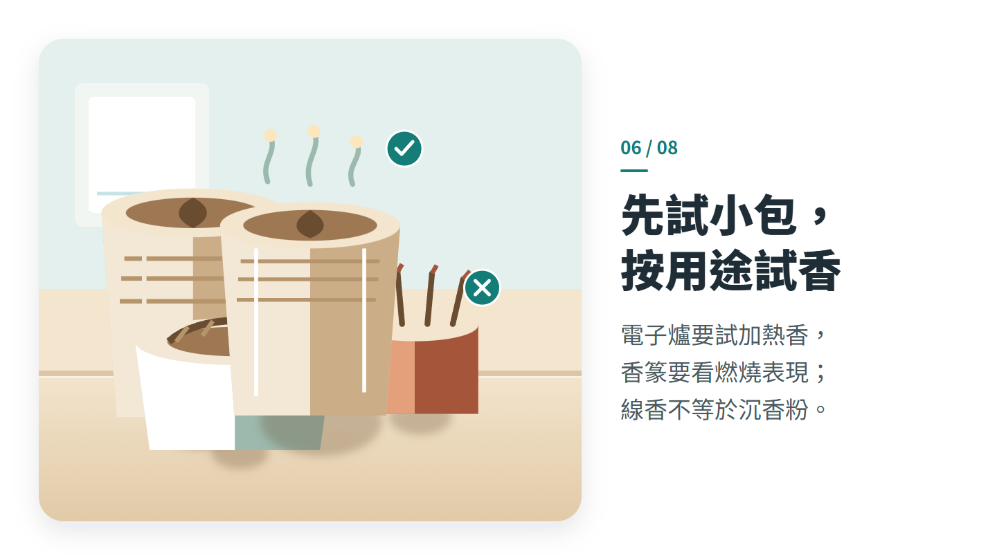 先試小包， 按用途試香